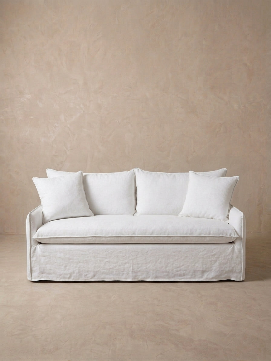 Sofá Oslo con funda lavable de lino blanco, AC Proyecta